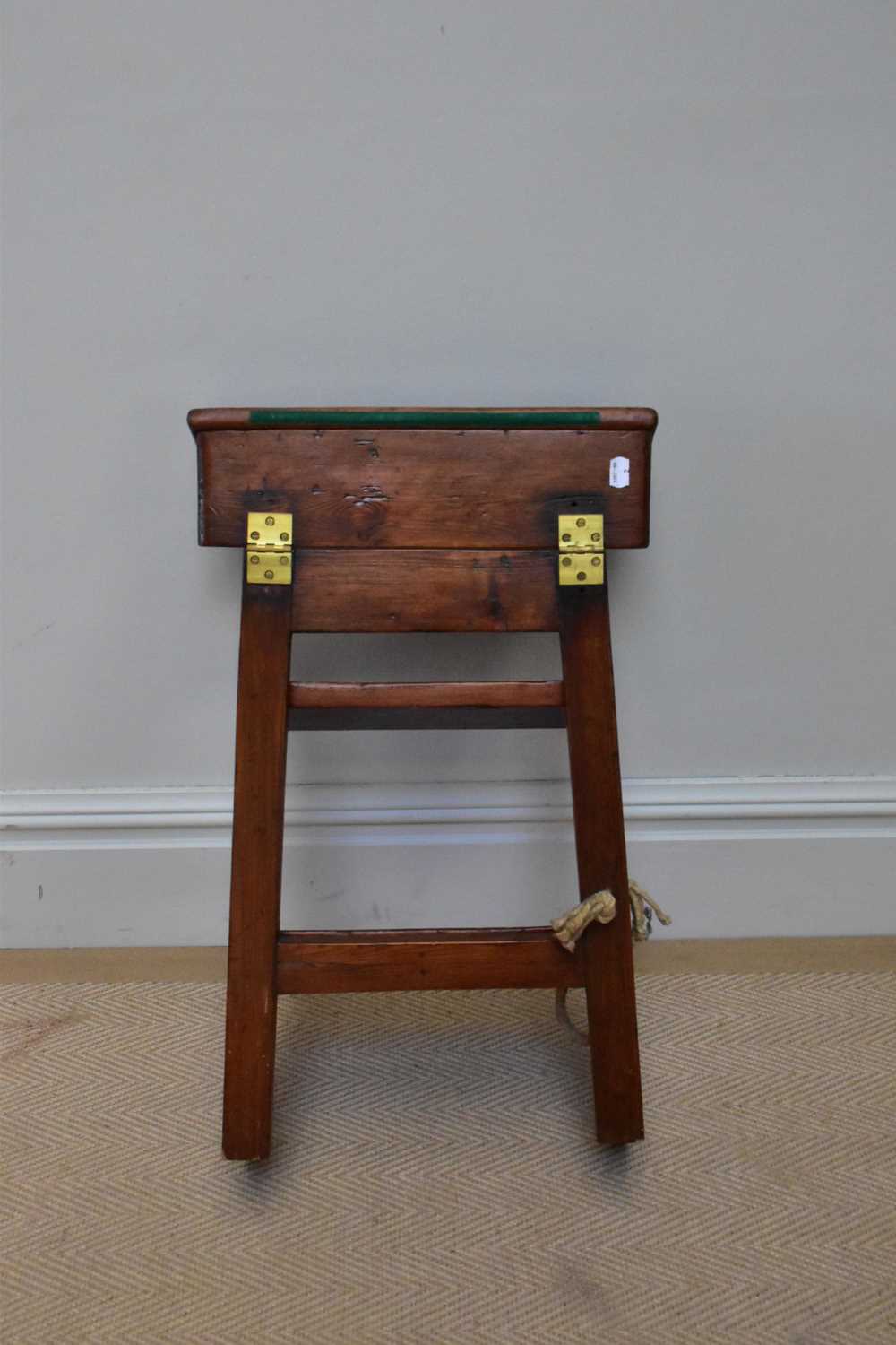 A vintage set of pine step ladders and a child's elm seated commode chair, also a wash dolly (3). - Image 4 of 4