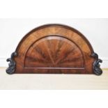 An early Victorian mahogany veneered D-shaped bedhead, height 87cm.