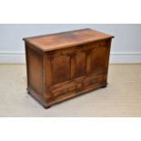 IN THE MANNER OF TITCHMARSH & GOODWIN; a reproduction oak blanket chest with panelled front and