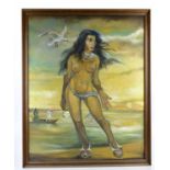 † JOHN SHELTON (1923-1993); oil on canvas, female nude, unsigned, 100 x 80cm, framed.