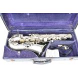 THE BUESCHER; a silver plated alto saxophone, marked 'True-Tone, Low Pitch', serial no. 245116, with