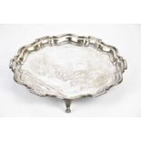 MARKS & CO; a George V hallmarked silver salver, with engraved initial ‘J’ to the centre, on