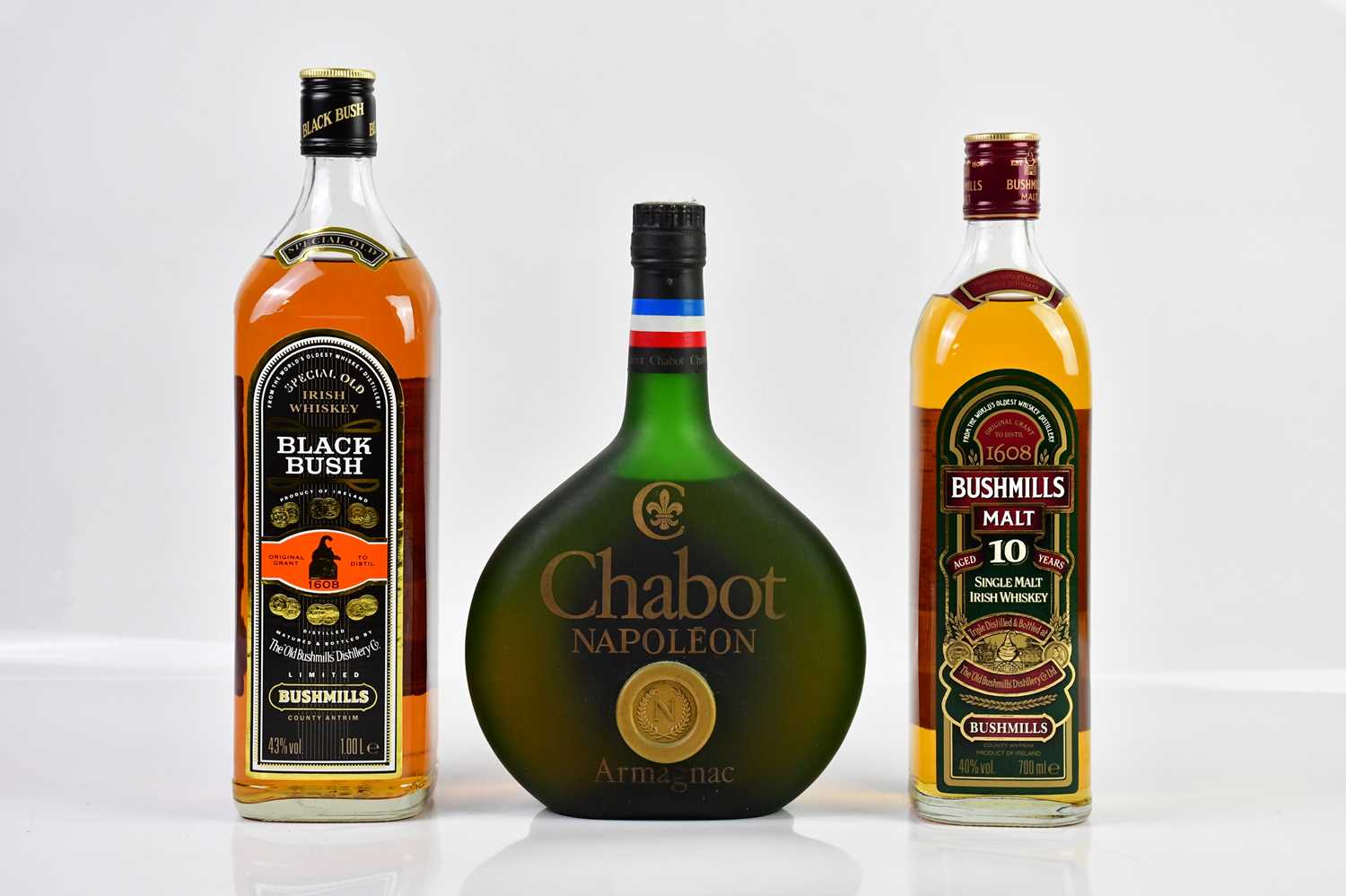 WHISKEY; two bottles comprising Bushmills Single Malt Irish whiskey aged 10 years and Black Bush - Image 2 of 3