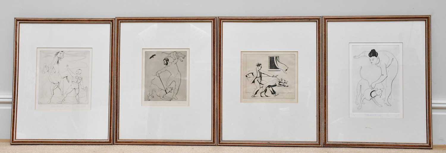 † FRANCIS WEST; four pencil signed limited edition etchings, 'Instructions to a Horse', 'The Mad