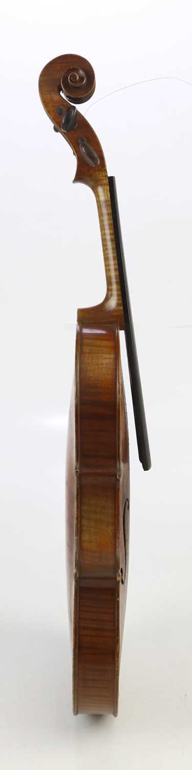 A full size French violin, Vuillaume copy with two-piece back length 36cm, with label 'Copie d'apres - Image 4 of 11