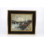 † M GIRARD; oil on canvas, harbour scene, signed lower left, 21 x 26cm, framed.