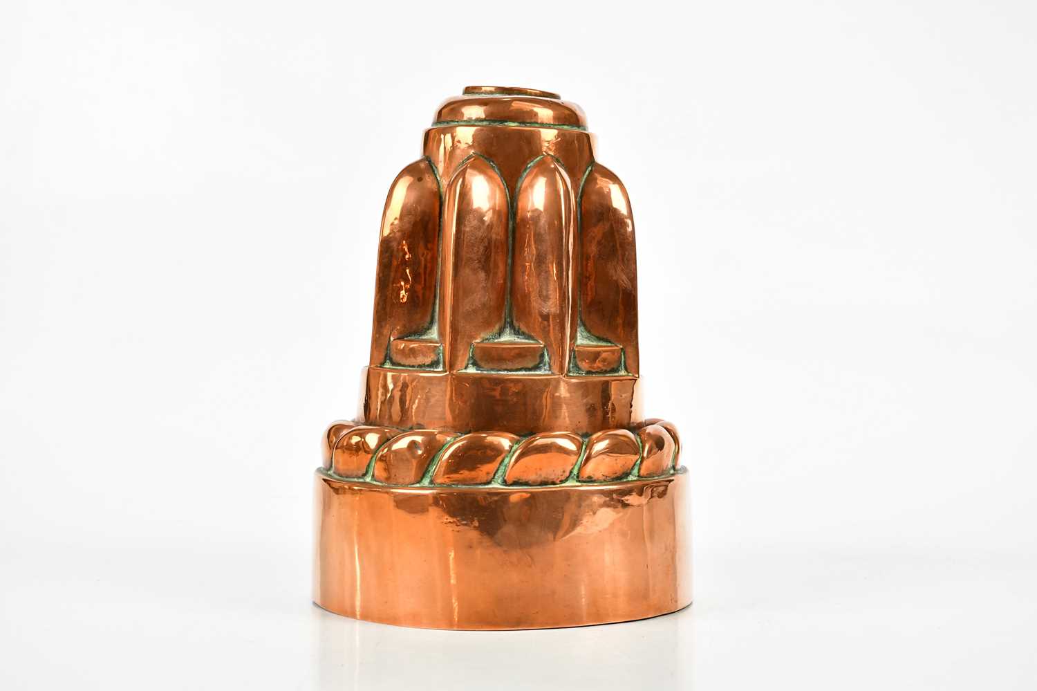 A 19th century copper jelly mould, stamped 209, height 20cm. Condition Report: No pin holes or signs