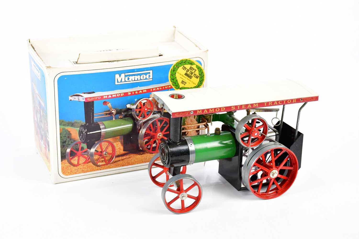 MAMOD; a boxed T.E.1a steam tractor, MAMOD engine mounted on plinth base and a wooden train. - Image 4 of 4