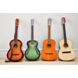 RITMO; a six string acoustic guitar together with an Antoria Classic guitar, a 1960s lead painted