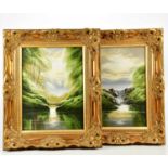 † DAVID A JAMES; a pair of oils on canvas, river scenes, both signed lower left, 40 x 29cm, framed.