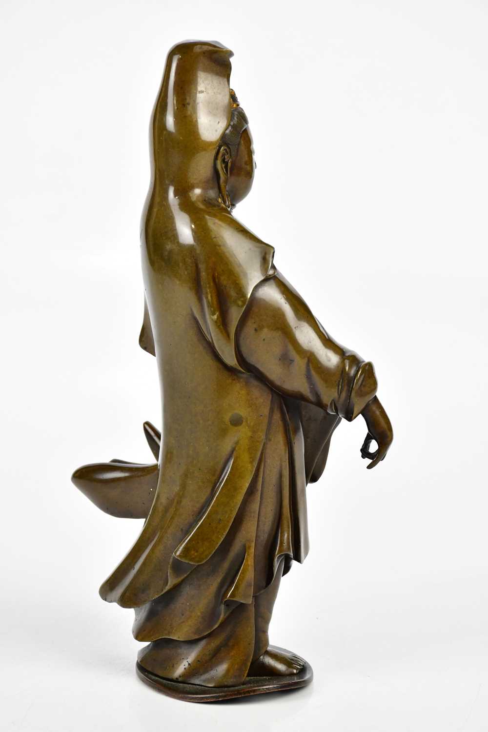 An early 20th century bronze figure of Guan Yin, height 23cm, - Image 2 of 7