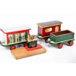 MAMOD; a boxed T.E.1a steam tractor, MAMOD engine mounted on plinth base and a wooden train.