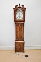 WILLIAM RUTHERFORD, HAWICK; a 19th century eight day longcase clock, the painted dial set with