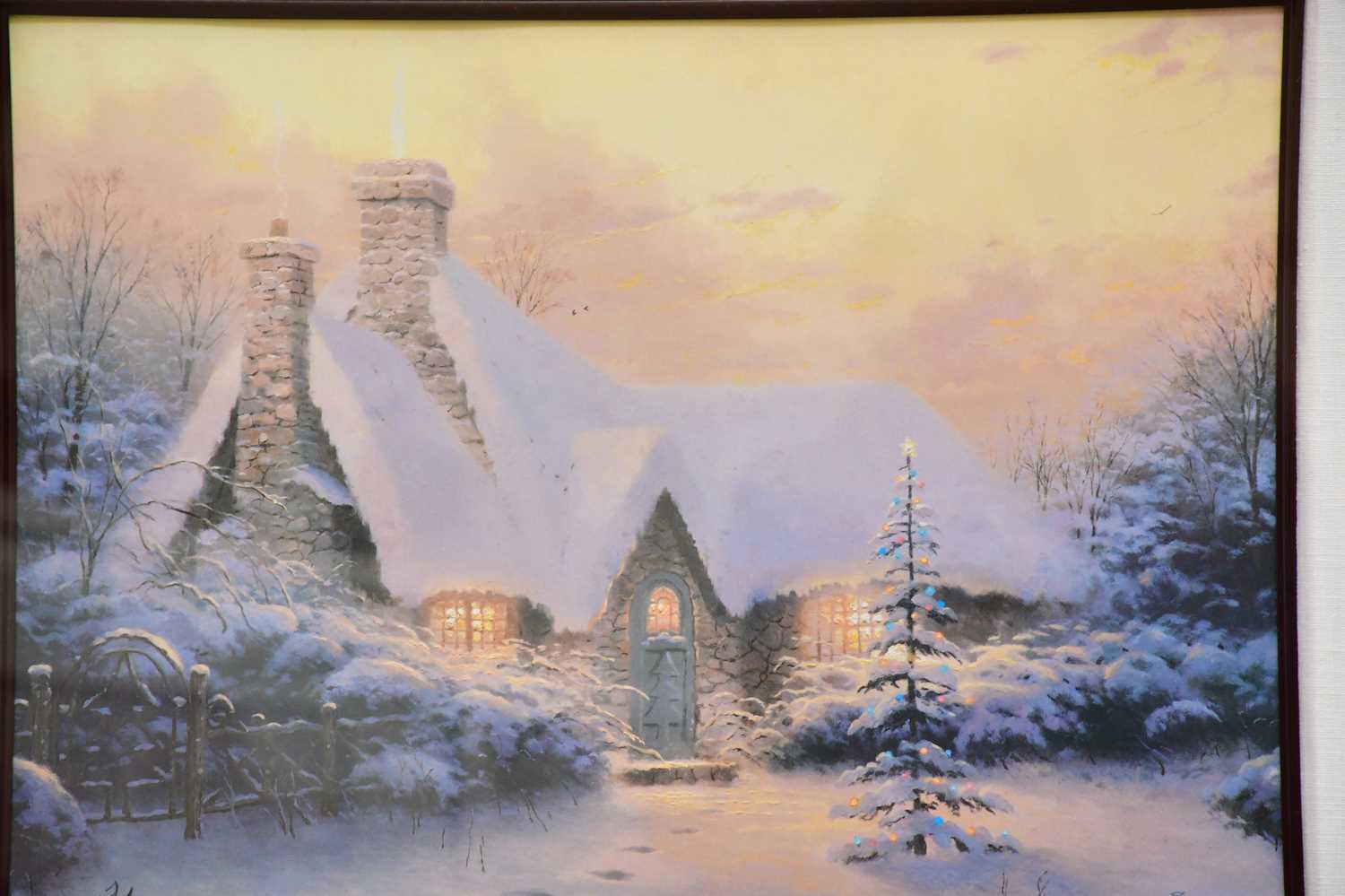 THOMAS KINKADE; signed limited edition print, 'Christmas Tree Cottage', signed lower left, 1370/ - Image 3 of 5