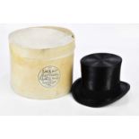 MOSS BROS; a gentleman's top hat, 7F, fitted in card box. Condition Report: Front to back 20.5cm,