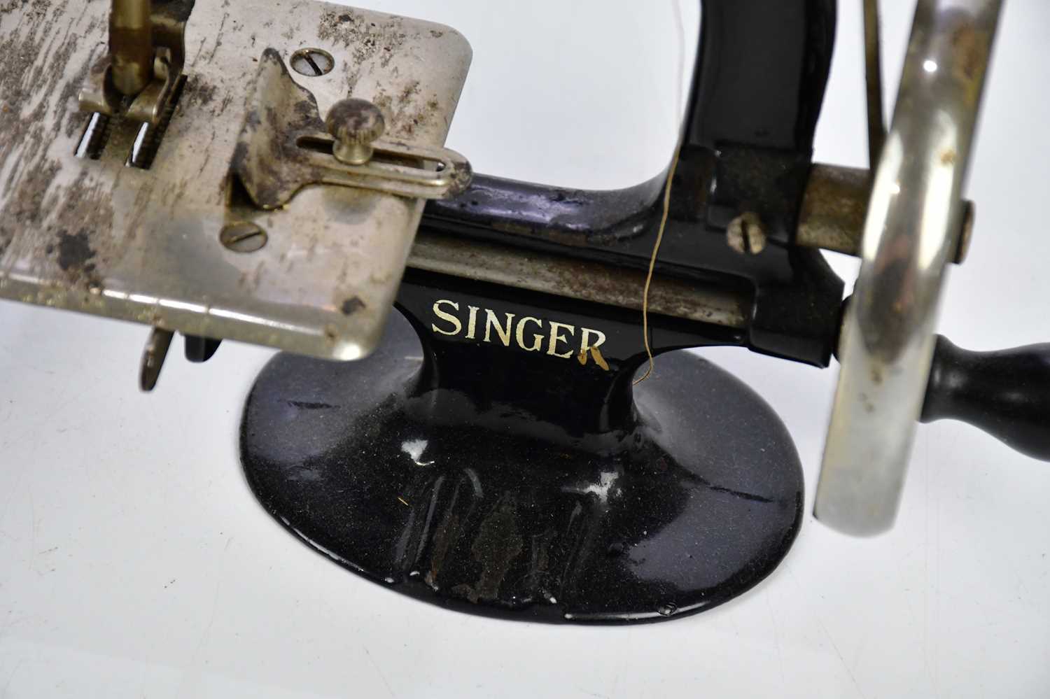 SAXONIA; a vintage manual sewing machine with mother of pearl and gilt decoration, length 35cm, - Image 5 of 5