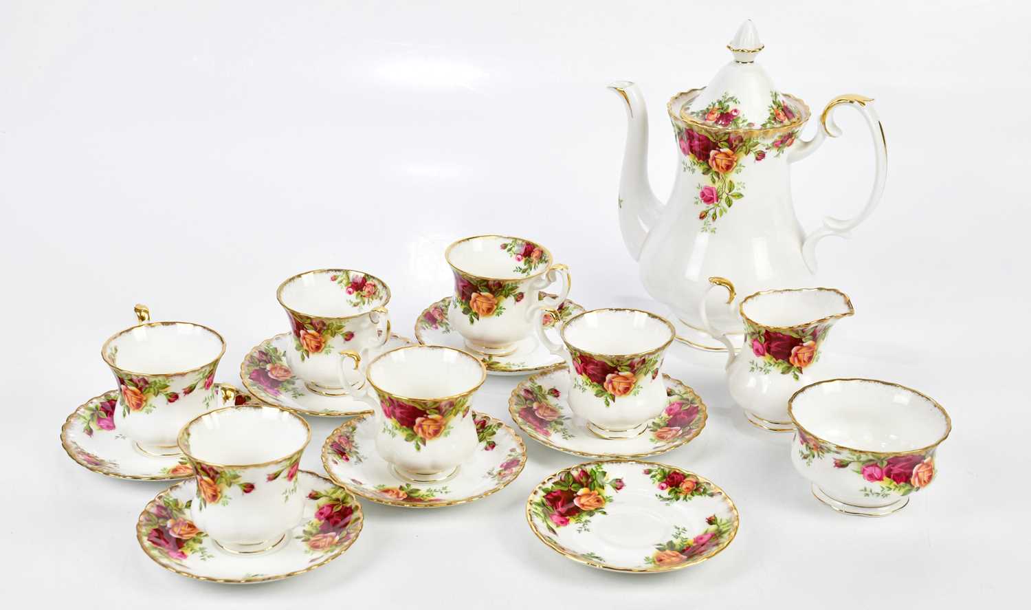 ROYAL ALBERT; an 'Old Country Roses' part tea set comprising teapot, six cups, cream jug, sugar bowl