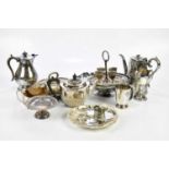 A collection of assorted plated items including trophy cup, egg cups on stand, an entree dish and