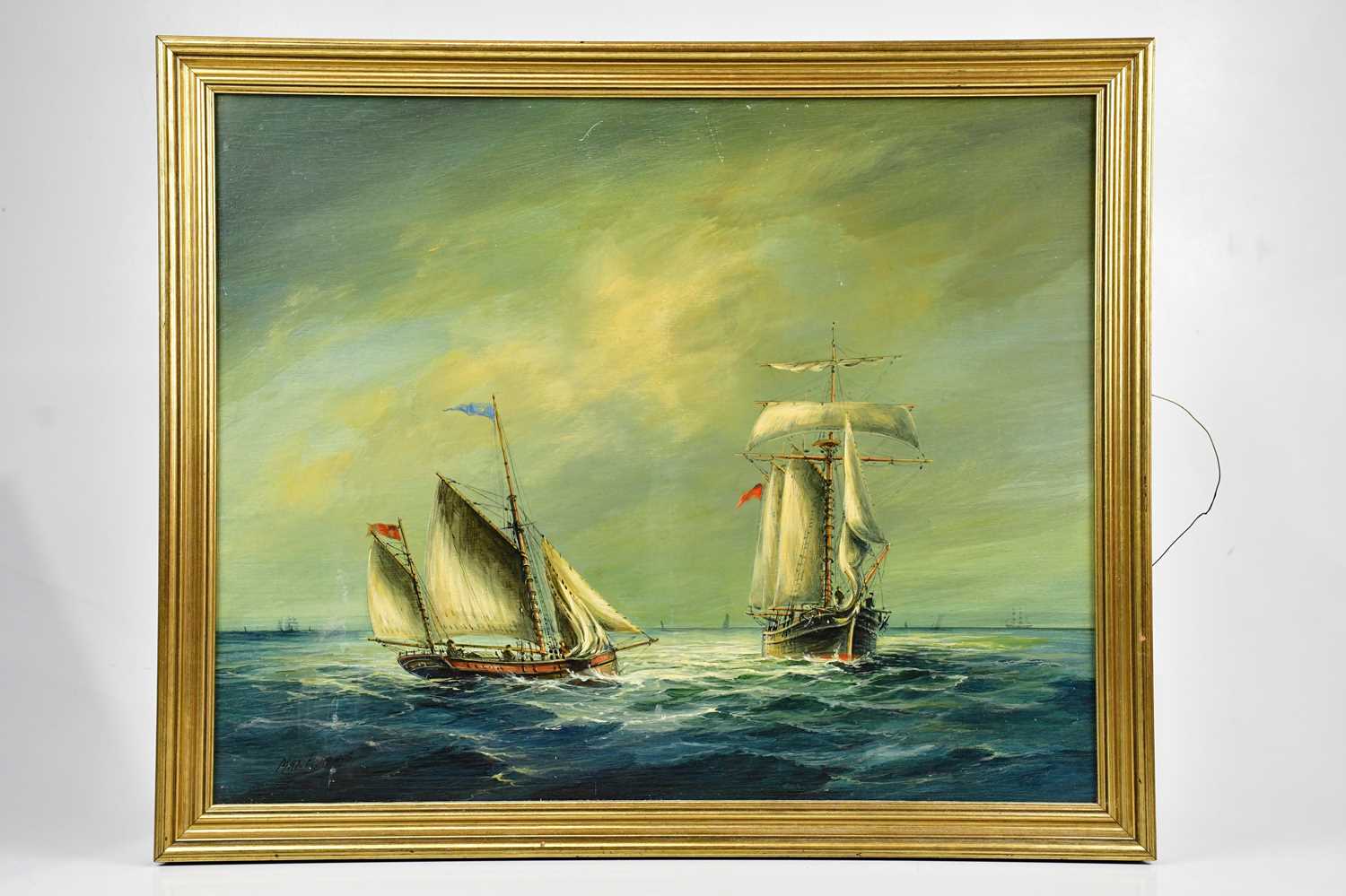 † MAX PARSONS; oil on panel, maritime scene, signed, 42 x 52cm, framed.