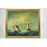 † MAX PARSONS; oil on panel, maritime scene, signed, 42 x 52cm, framed.