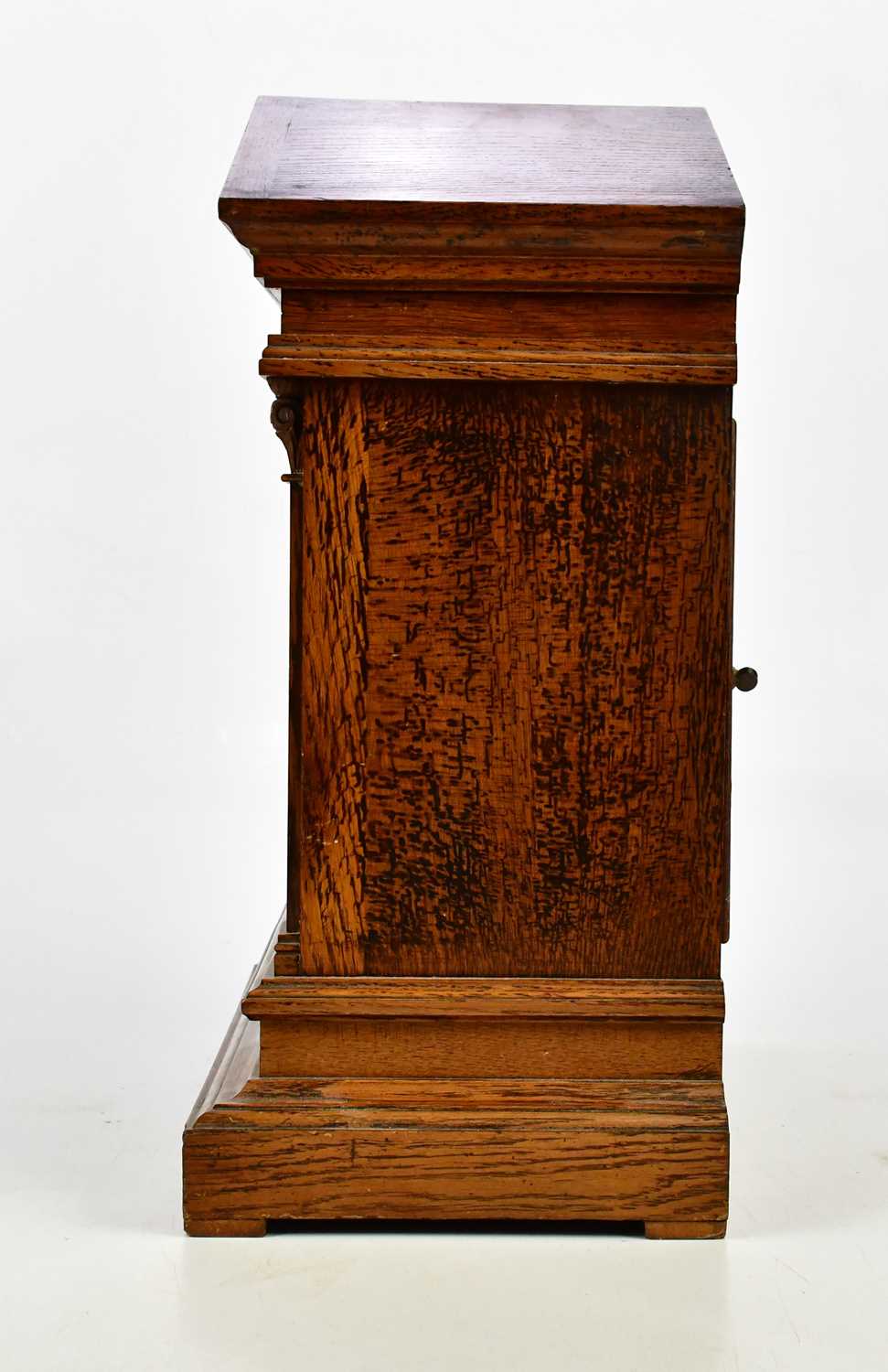 Winterhalder & Hofmeier; a late 19th century carved oak mantel clock of architectural form, the - Image 3 of 4