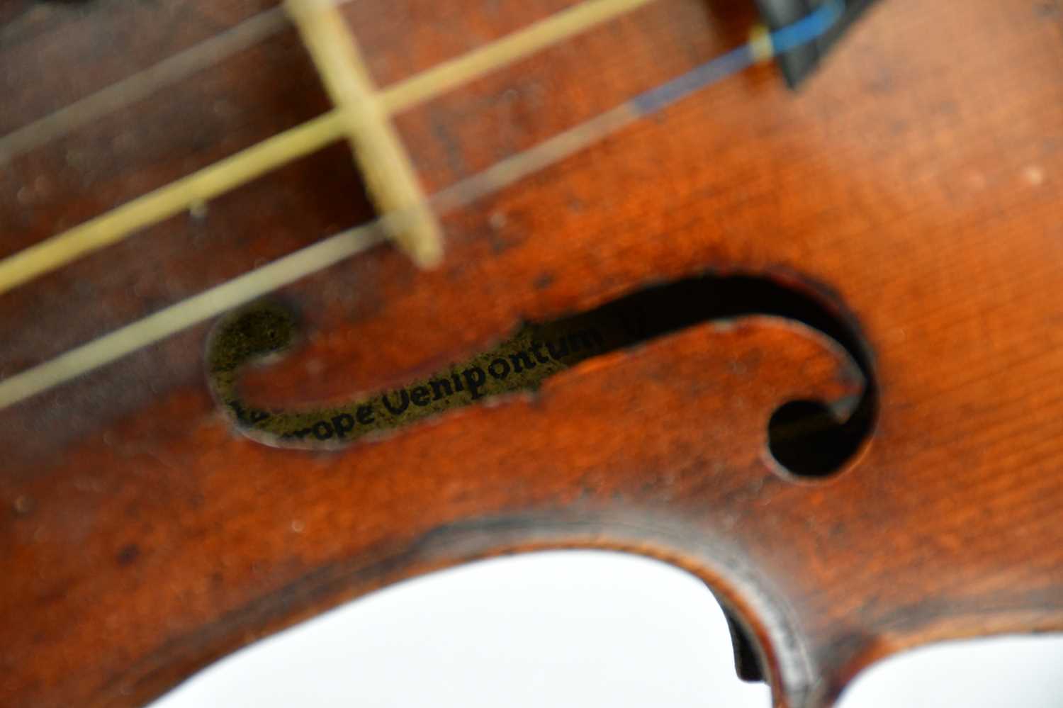 A full size German violin with two-piece back length 35.5cm, with interior label 'Jacobus Stainer in - Image 9 of 15