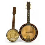 An early 20th century rosewood backed banjo and a ukulele banjo (2).