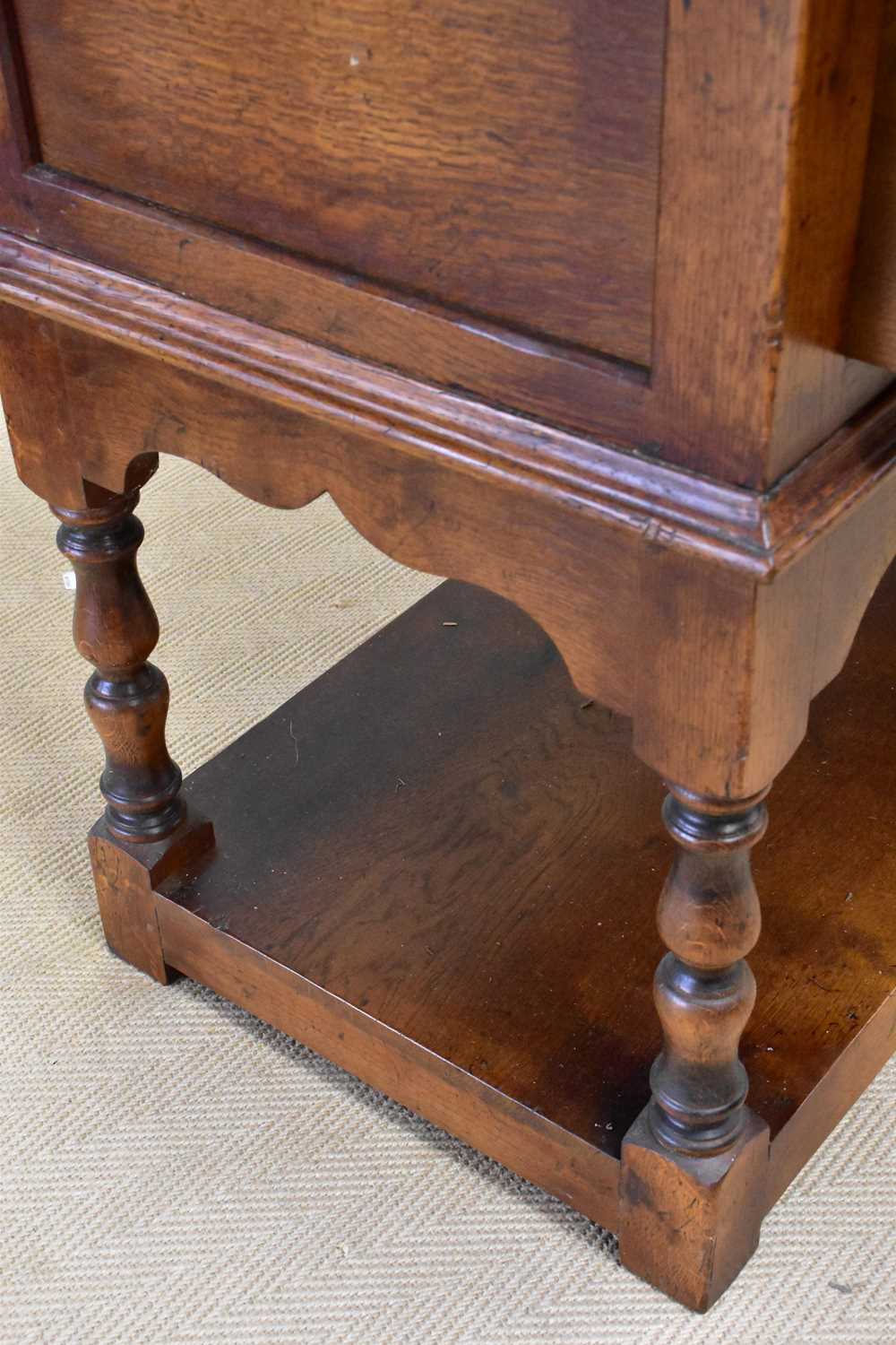 A reproduction oak dresser base with three panelled drawers and undertier, width 172cm, depth - Image 3 of 4