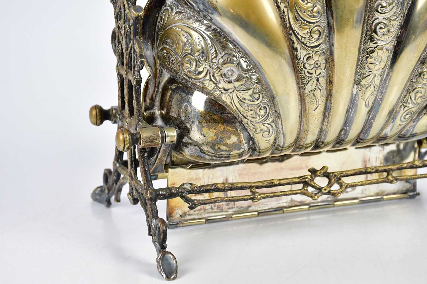 FENTON BROTHERS OF SHEFFIELD; a silver plated muffin warmer of shell form, height 25cm. - Image 3 of 5