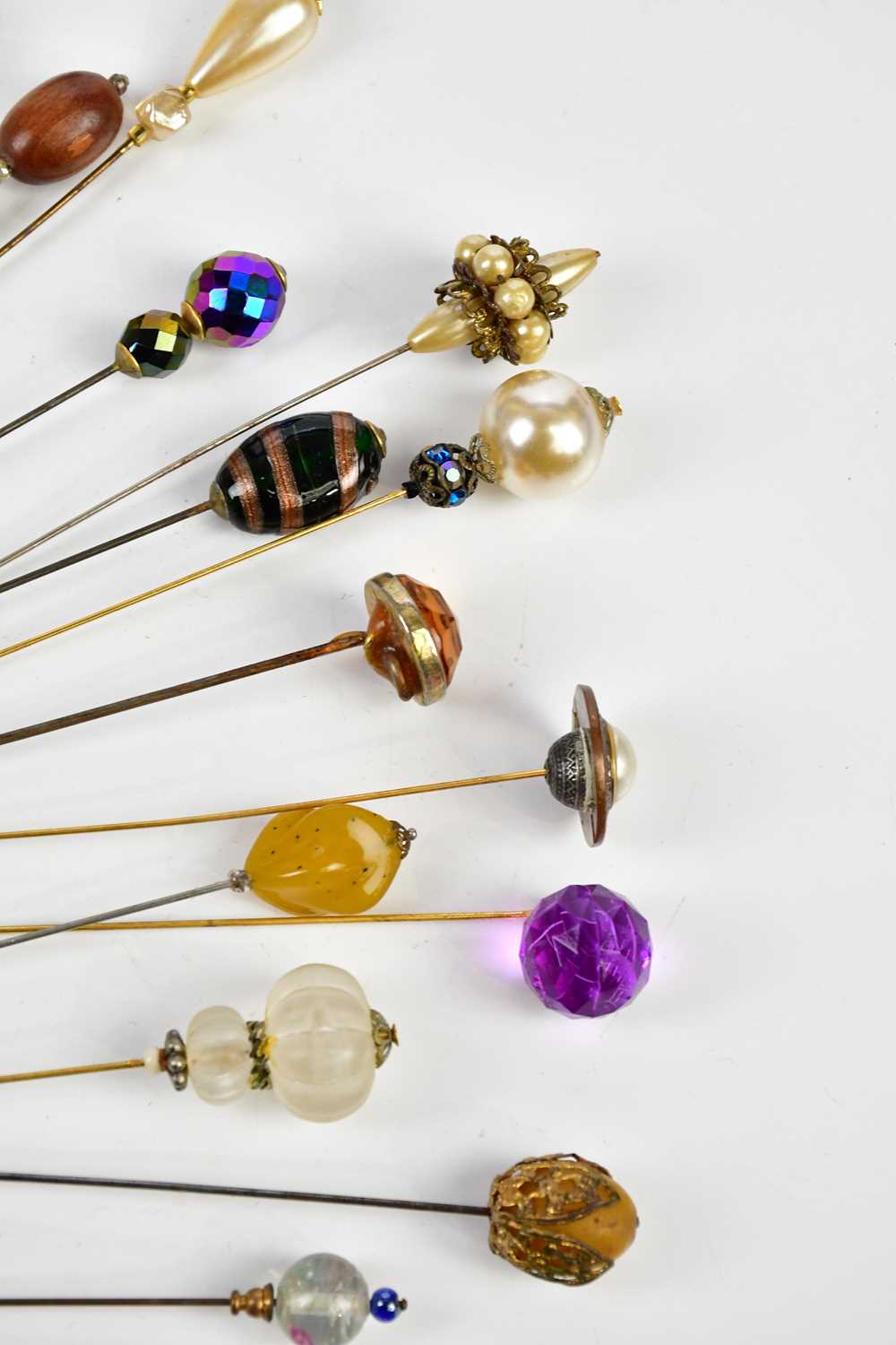 A good collection of hat pins, approximately twenty-five, including glass topped examples. - Image 3 of 4