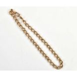 A 15ct yellow gold curb link necklace, length 29cm, approx 27.6g (lacking clasp). Condition