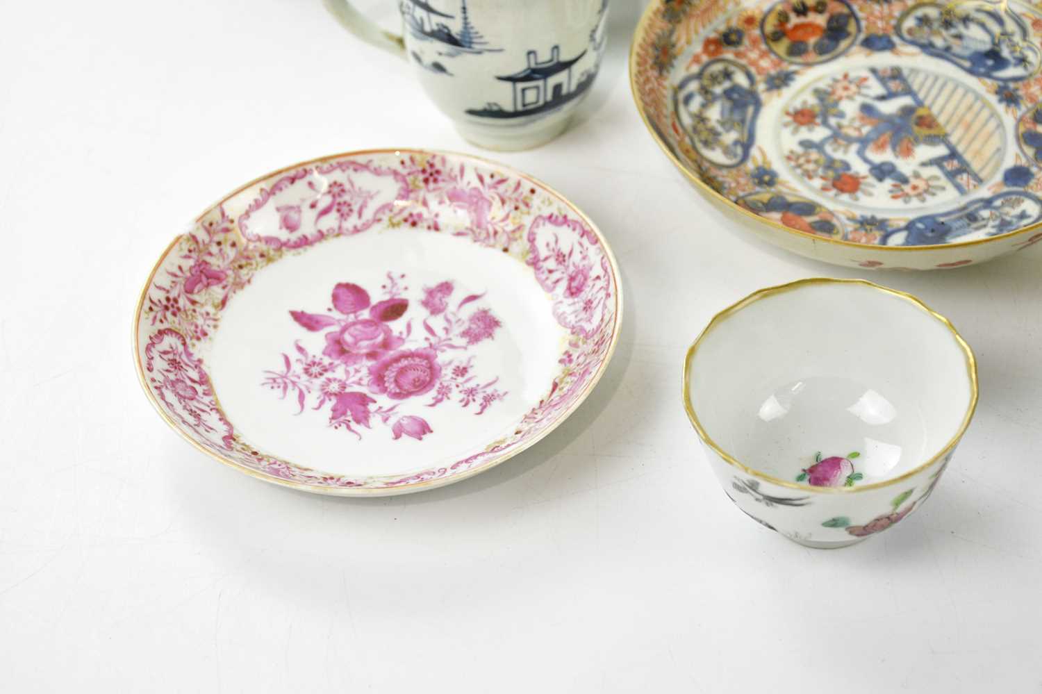 A collection of 18th century and later Chinese porcelain, including a tobacco leaf plate, diameter - Image 2 of 6