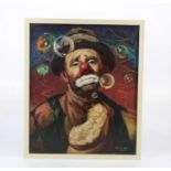 † RUFINO 'CEBAL' CEBALLOS (1907-1970); oil on canvas, 'Sad Clown', signed lower right, 45 x 38cm,