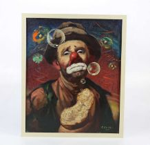 † RUFINO 'CEBAL' CEBALLOS (1907-1970); oil on canvas, 'Sad Clown', signed lower right, 45 x 38cm,