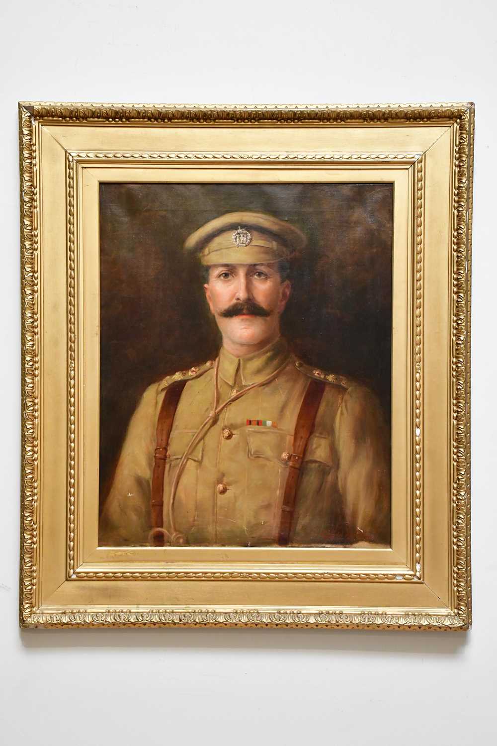 CHARLES H PARKER; a late 19th/early 20th century oil on canvas, portrait of soldier Essex
