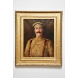 CHARLES H PARKER; a late 19th/early 20th century oil on canvas, portrait of soldier Essex