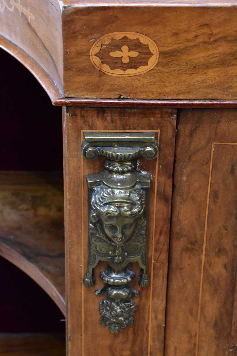 A late 19th century inlaid credenza with gilt metal applied mount flanking the single glazed door on - Image 2 of 3