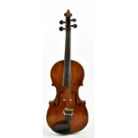 A full size German viola with two-piece back length 38.5cm, unlabelled.