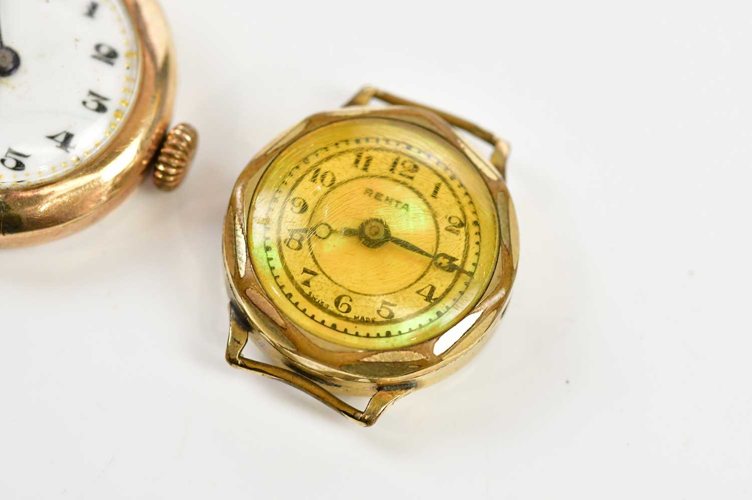 A 9ct yellow gold cased lady's wristwatch with white enamel dial set with Arabic numerals, weight - Image 3 of 3