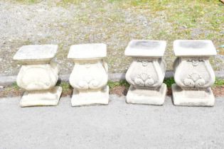 Four modern reconstituted stone pedestals, height 40cm.