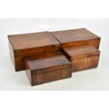 Two Victorian walnut writing slopes, both width 30cm, with two further boxes (4)