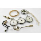 A 9ct gold Rotary lady's watch, an Art Deco style lady's watch, three Ingersoll pocket watches and