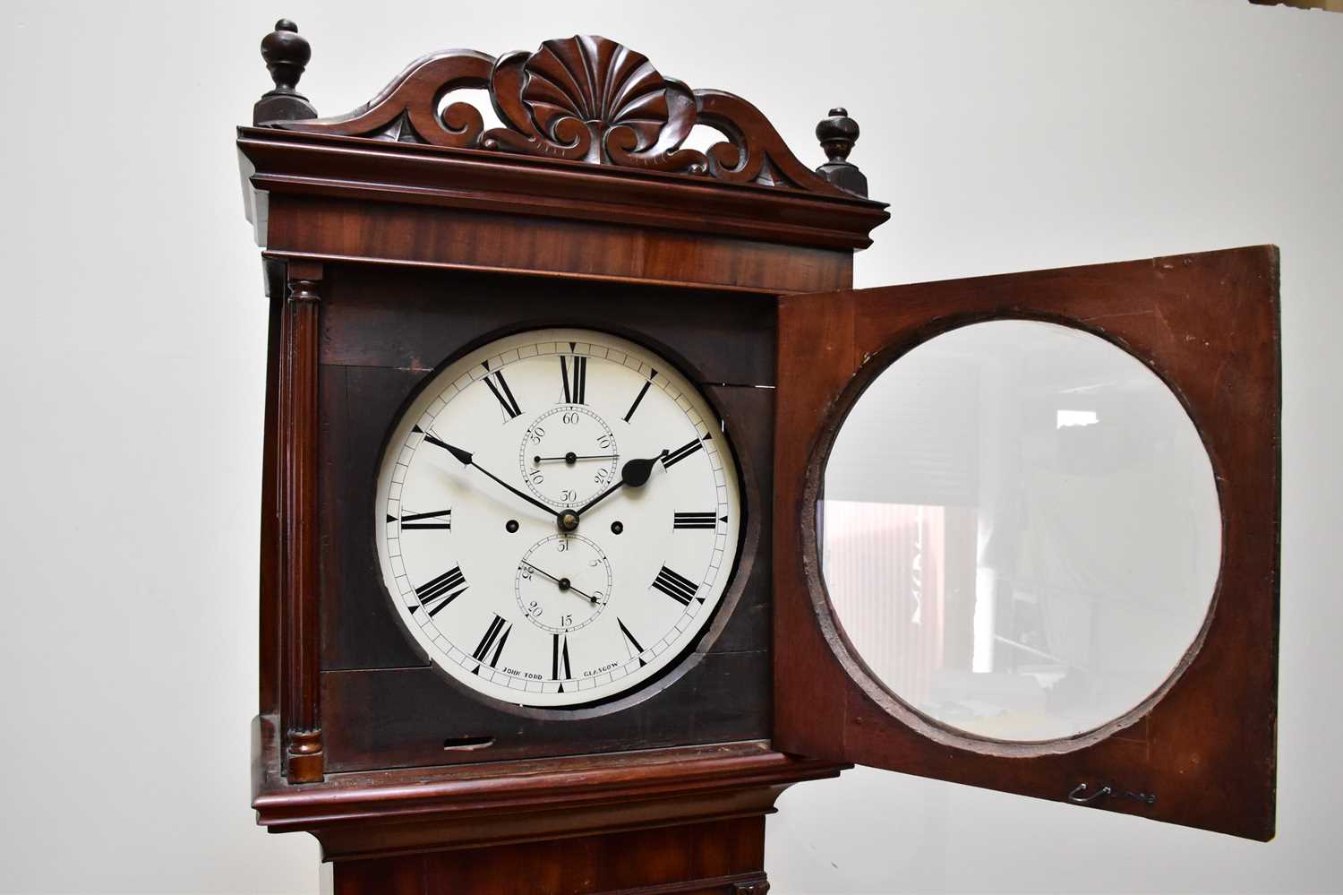 JOHN TODD, GLASGOW; a 19th century eight day longcase clock, the possibly repainted dial set with - Image 2 of 6