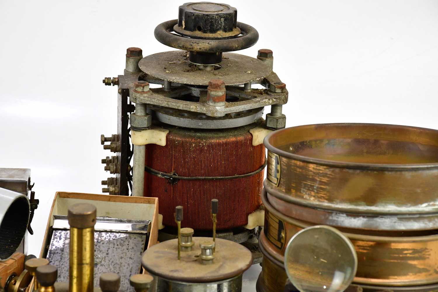 A Zenith Electric Co variable transformer, with an Endecotts Ltd laboratory test sieve set, a - Image 3 of 6