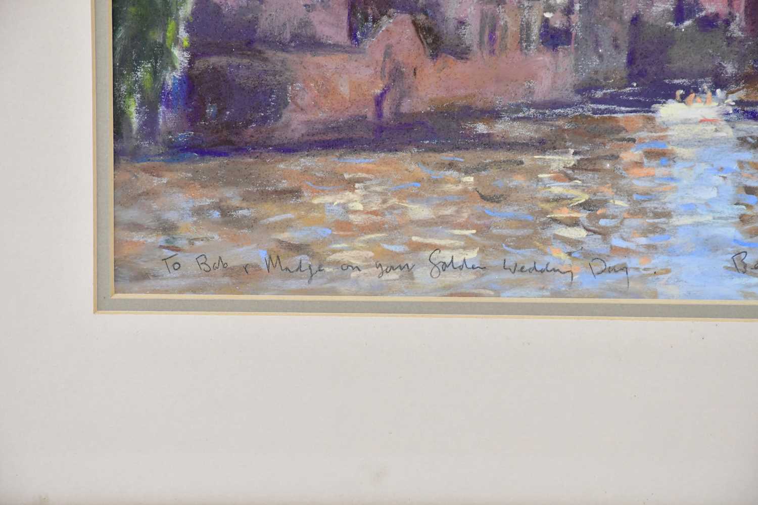 † ROBERT 'BOB' RICHARDSON (born 1938); pastel, Venice, inscribed 'to Bob & Madge on your golden - Image 3 of 5