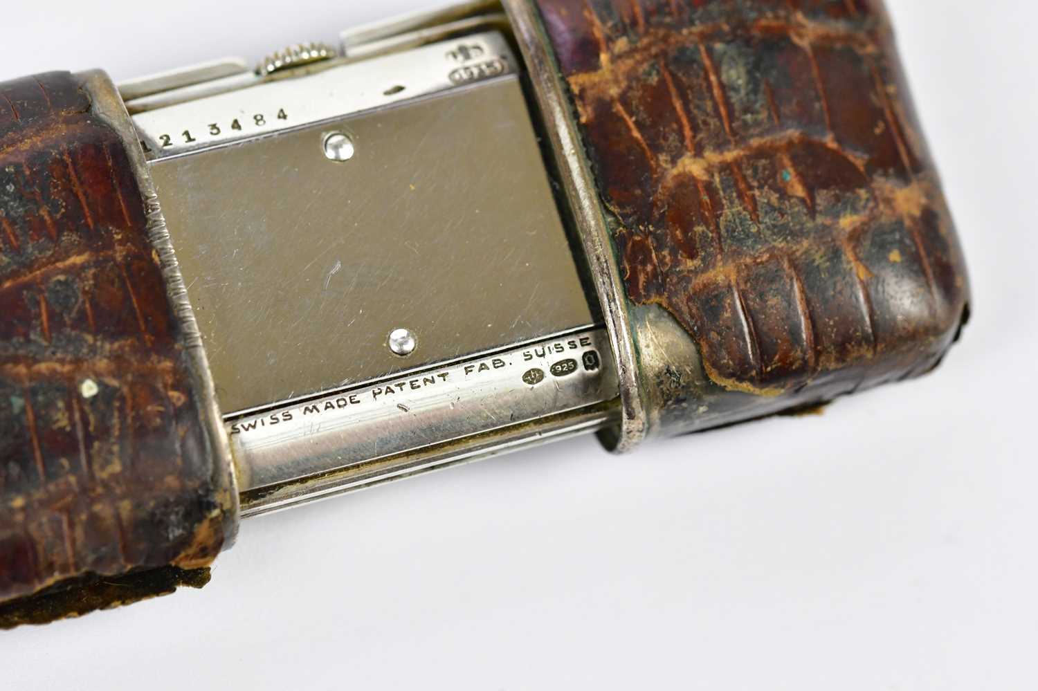 MOVADO; a crocodile skin cased purse watch, stamped to the back '925'. - Image 4 of 4