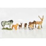 BESWICK; a collection of figures to include cow, donkey, lion, deer, etc.