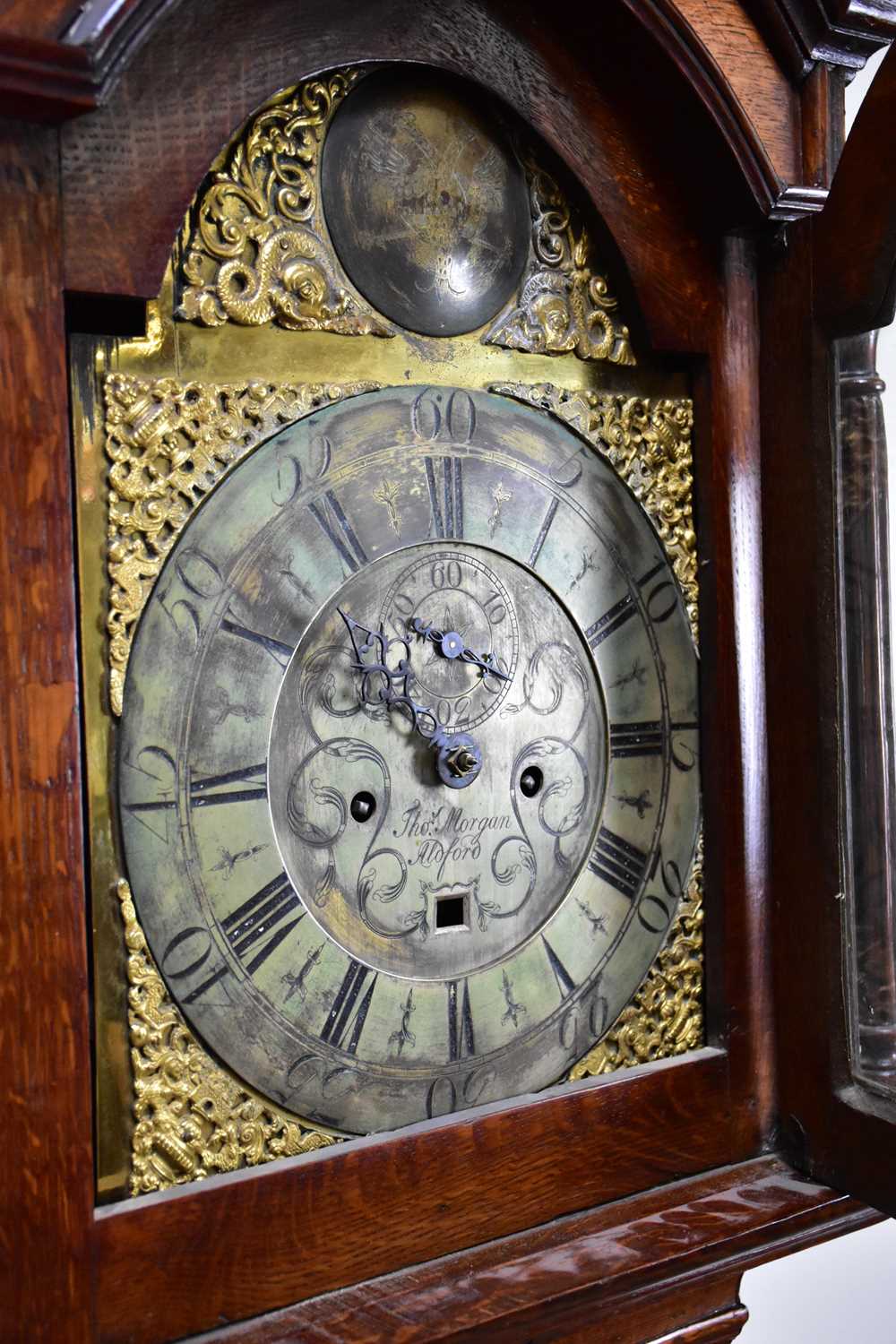 THOMAS MORGAN, ALDFORD; an 18th century oak cased eight day longcase clock, the brass face set - Image 2 of 4