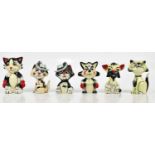 LORNA BAILEY; six ceramic models of cats, height of largest example 14cm (6).