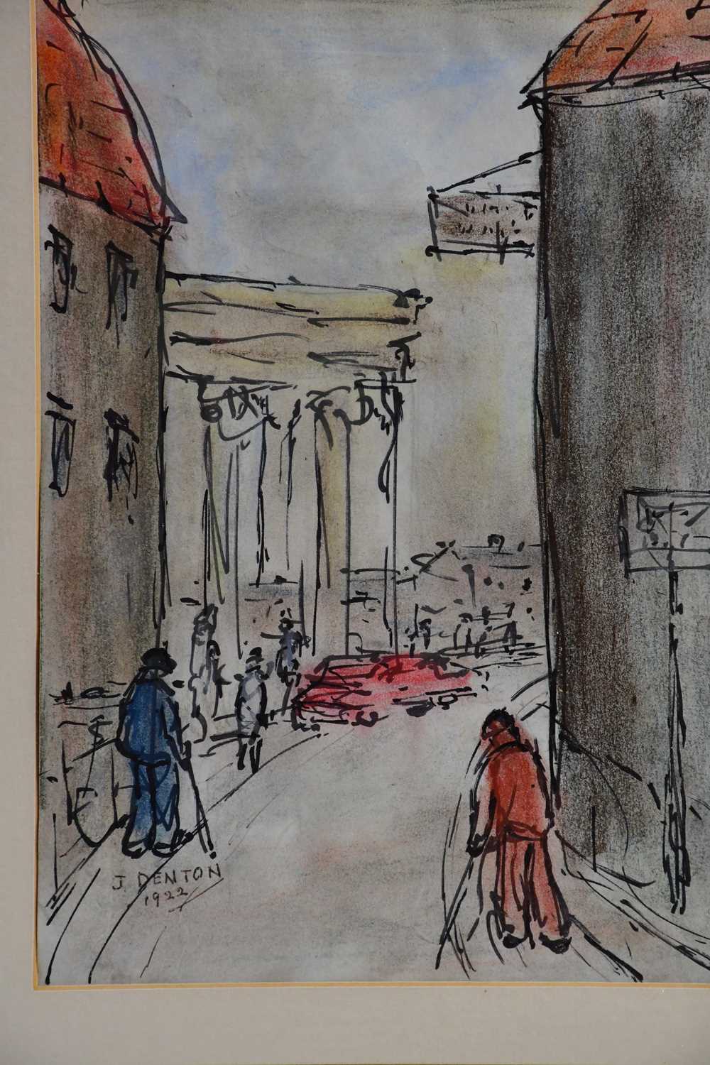 JOHN DENTON; watercolour and ink, 'Macclesfield Centre', signed and dated 1922 lower left, 24 x - Image 2 of 4